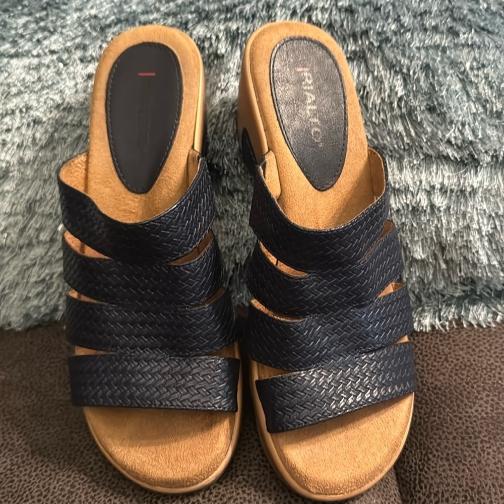 Rialto Valora Navy Blue Textured Wedge Slip On